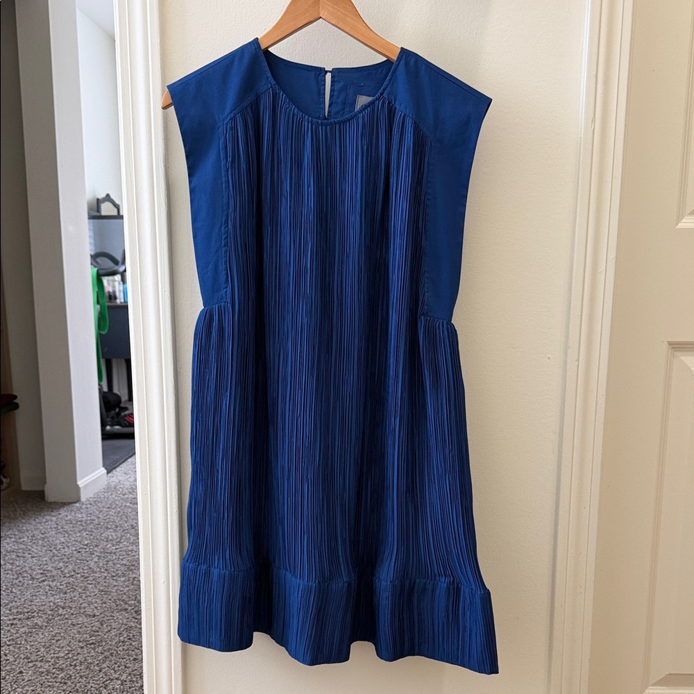 Anthropologie Royal Blue Pleated Mini Dress-NWT